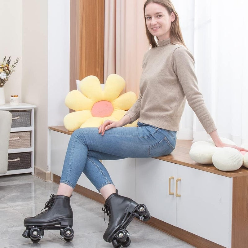 SCNUT Roller Skates Women Men High-Top PU Leather Roller Skates Classic Double-Row Roller Skates Outdoor Indoor Quad-Skates with Light up Shoe Laces - Image 4